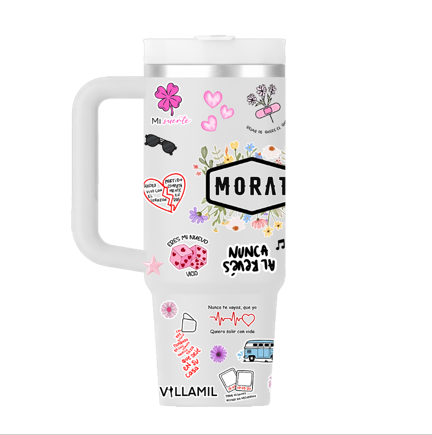 Vaso Térmico 1300ml | Gris Claro | Morat | COLLAGE figuritas coloridas 2 | Fernanda