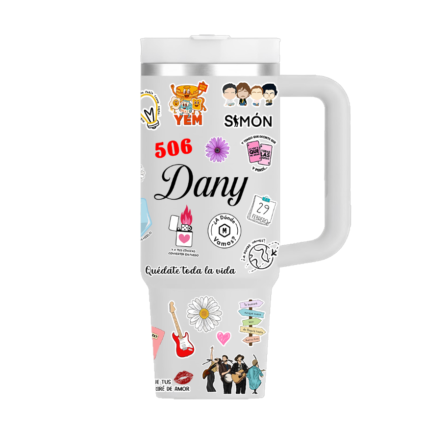 Vaso Térmico 1300ml | Gris Claro | Morat | COLLAGE figuritas coloridas 2 | Dany