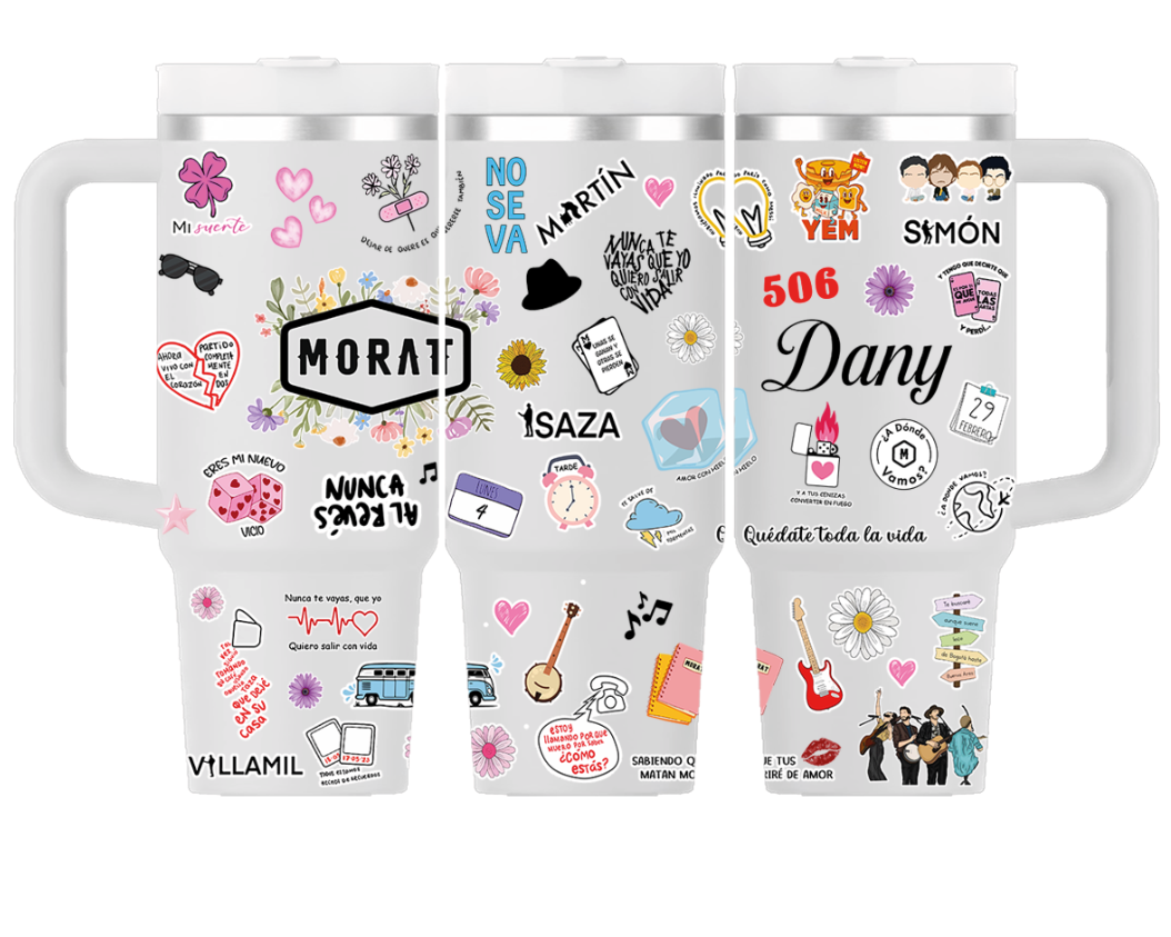 Vaso Térmico 1300ml | Gris Claro | Morat | COLLAGE figuritas coloridas 2 | Dany