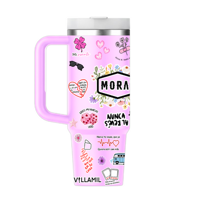 Vaso Térmico 1300ml | Lila | Morat | COLLAGE figuritas coloridas 2 | Belinda