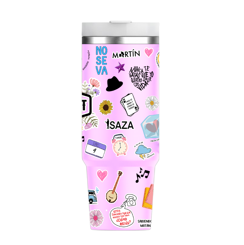 Vaso Térmico 1300ml | Lila | Morat | COLLAGE figuritas coloridas 2 | Belinda