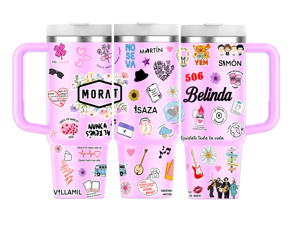 Vaso Térmico 1300ml | Lila | Morat | COLLAGE figuritas coloridas 2 | Belinda