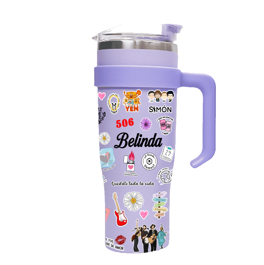 Vaso Térmico 1300ml | Morado | Morat | COLLAGE figuritas coloridas 2 | Belinda
