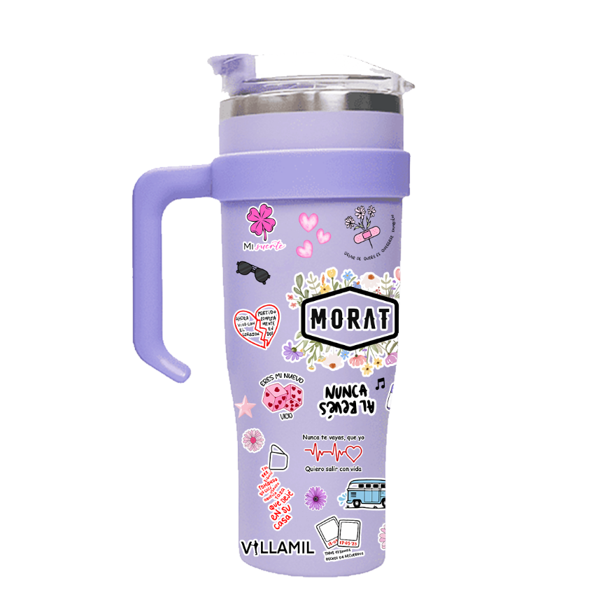 Vaso Térmico 1300ml | Morado | Morat | COLLAGE figuritas coloridas 2 | Belinda