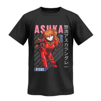 Playera Personalizada | Negra | Neon Genesis Evangelion | ASUKA
