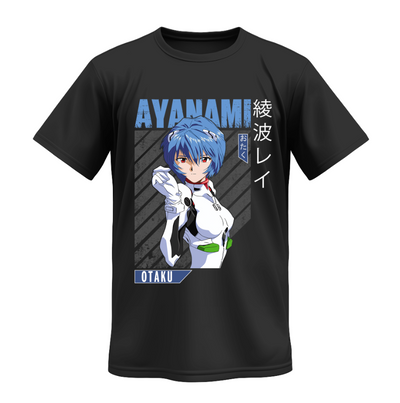 Playera Personalizada | Negra | Neon Genesis Evangelion | AYANAMI