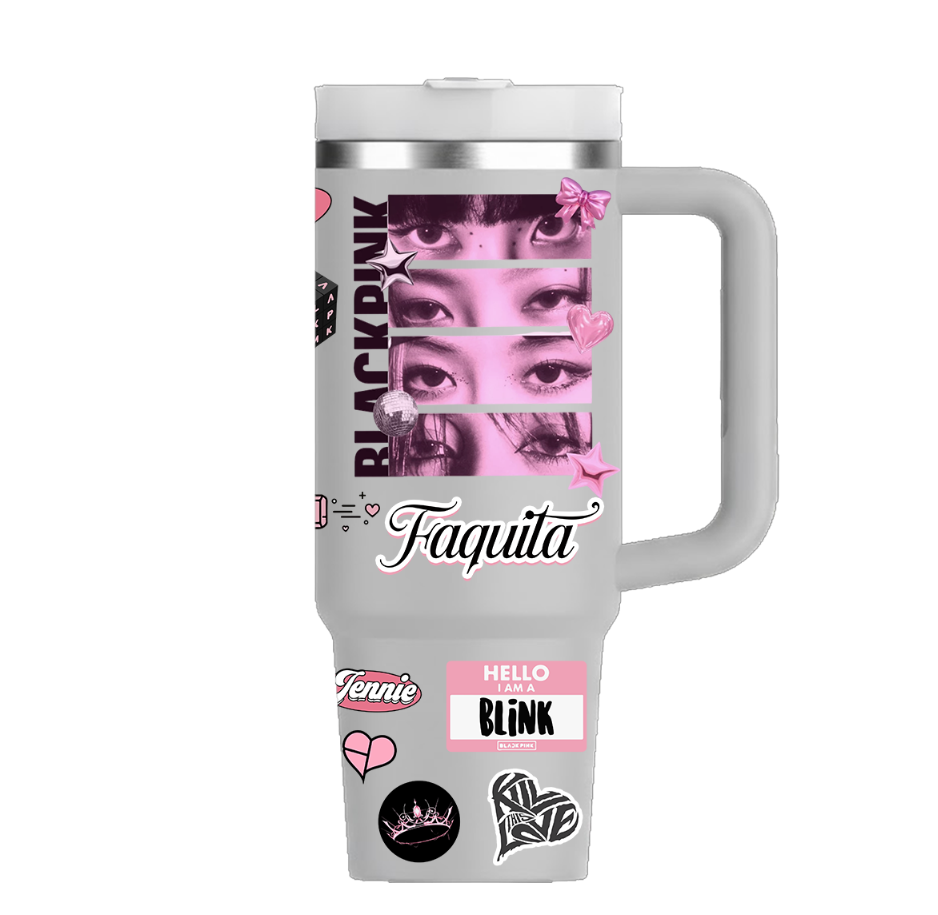 Vaso Térmico 1300ml | Gris Claro | Black Pink | Figuritas 1