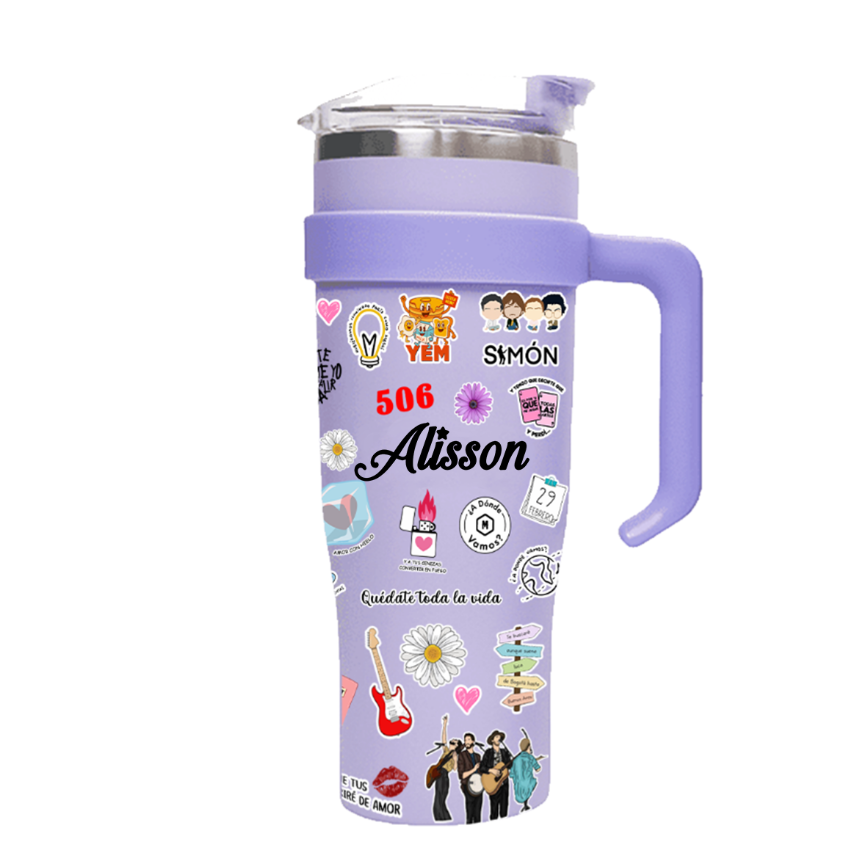 Vaso Térmico 1300ml | Morado | Morat | COLLAGE figuritas coloridas 2 | Alisson