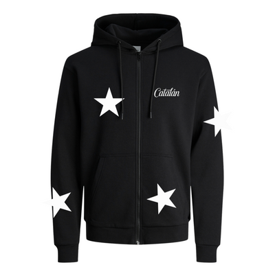 Sudadera con zipper | Negro | Estrellas | Catalán 1
