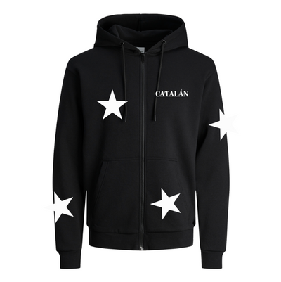 Sudadera con zipper | Negro | Estrellas | Catalán
