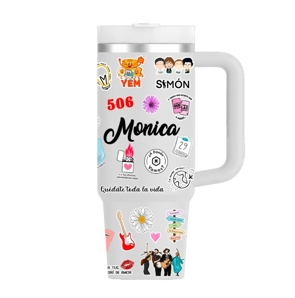 Vaso Térmico 1300ml | Gris Claro | Morat | COLLAGE figuritas coloridas 2 | Monica