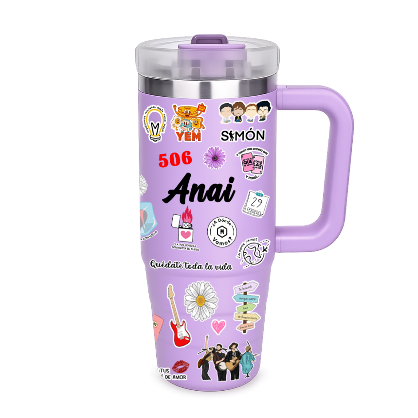 Vasos Térmico 900ml | lila | Morat  | Figuritas coloridas 2 |  Anai
