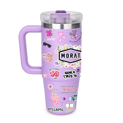 Vasos Térmico 900ml | lila | Morat  | Figuritas coloridas 2 |  Anai
