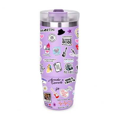 Vasos Térmico 900ml | lila | Morat  | Figuritas mejores canciones de Morat |  Anai