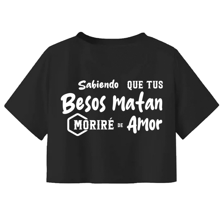 Playera Morat | Negra | Crop Top | Firmas