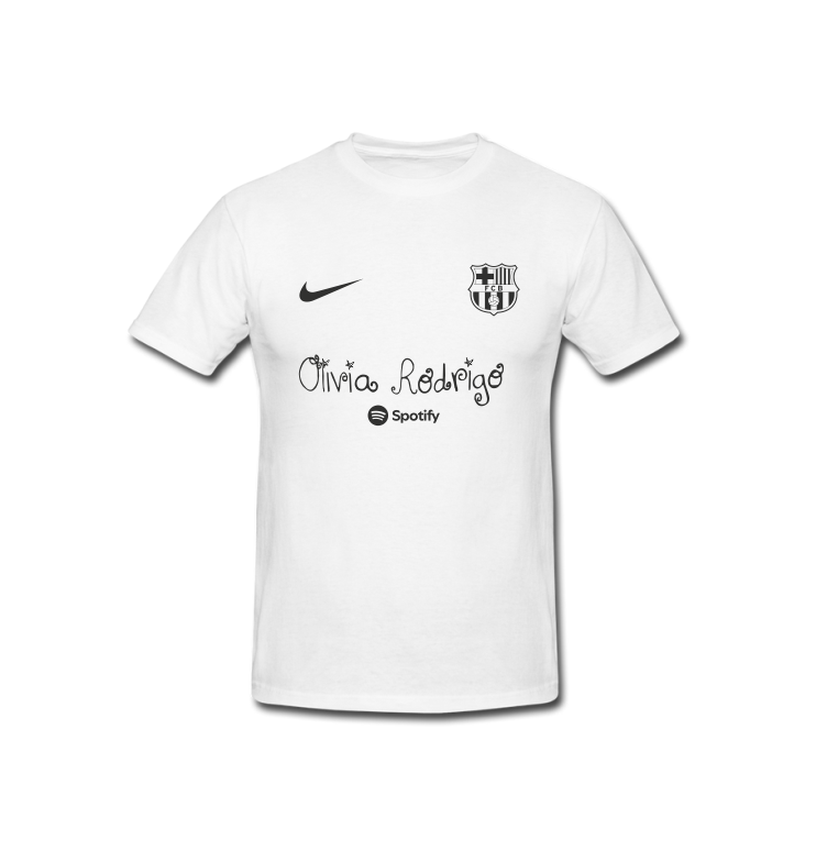 Playera | Blanca| FCB X Olivia Rodrigo| Nombre