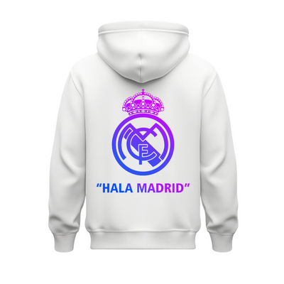 Sudadera | Blanca | Real Madrid | Degradado | "Hala Madrid"
