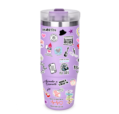 Vasos Térmico 900ml | lila | Morat  | Figuritas coloridas 2 |  Mireya