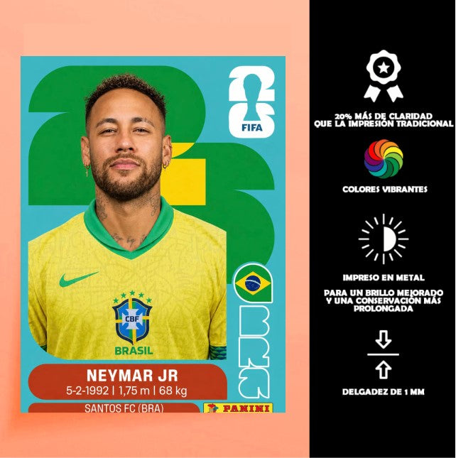 Cuadro Metálico Panini Personalizado | Mundial 2026| Neymar