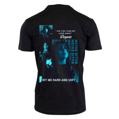 Playera | Negra | Billie Eilish | Collage | Hit me hard and soft | Blue
