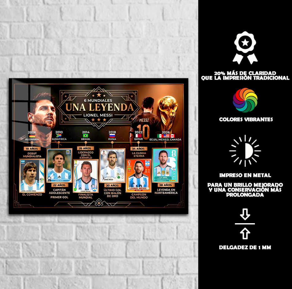 Cuadro Metálico Panini Personalizado | Mundial 2026 | Una leyenda | Messi