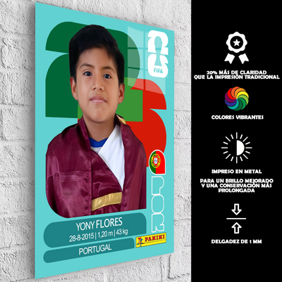 Cuadro Metálico Panini Personalizado | Cromo de Panini | Yony Flores