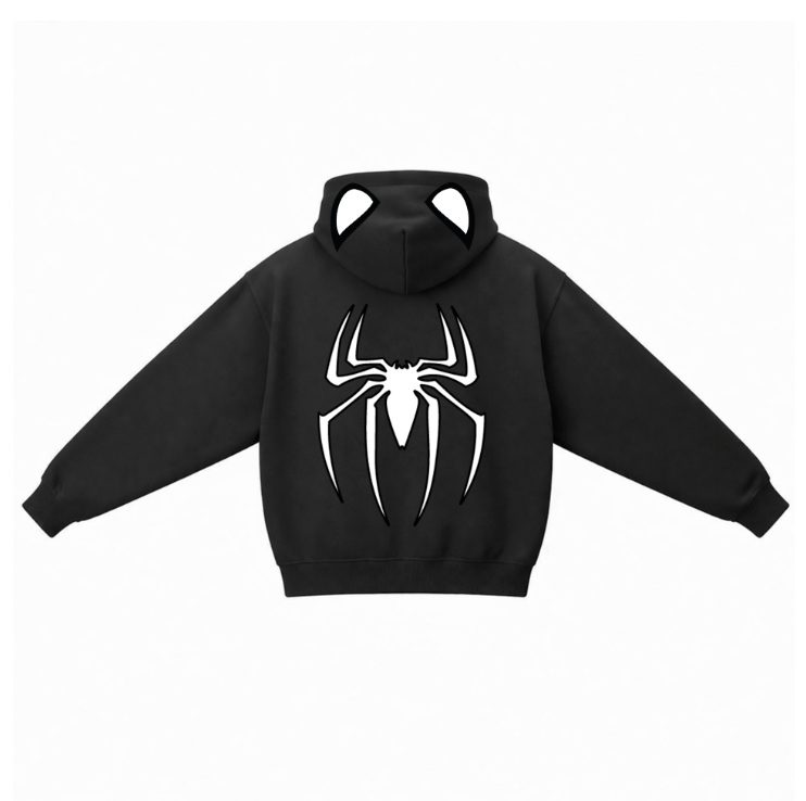 Sudadera negra| Spider-man| Araña grande
