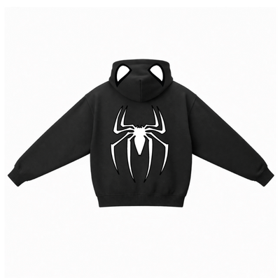 Sudadera negra| Spider-man| Araña grande