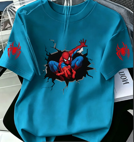 Playera | Celeste | Hombre araña | spiderman |  efecto de agujero