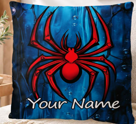 Cojín Personalizado| azul | Temática| Spider-Man | Arañas rojas