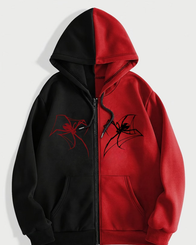 Sudadera con zipper | Negro-Rojo | Hombre Araña | spider man | bicolor