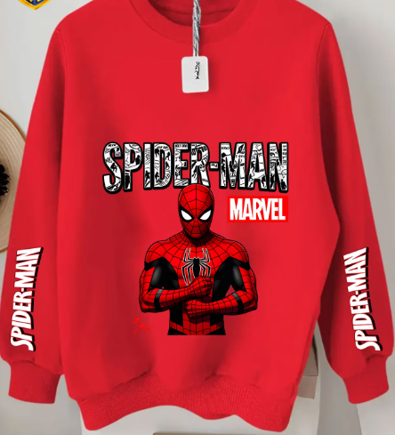 Sudadera | Cuello redondo  | Rojo | hombre araña| Spider man | Con letras estampados