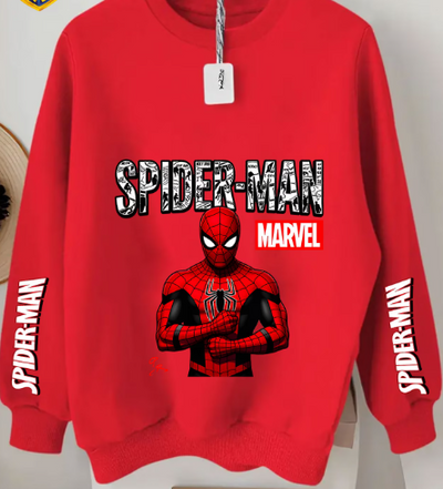 Sudadera | Cuello redondo  | Rojo | hombre araña| Spider man | Con letras estampados