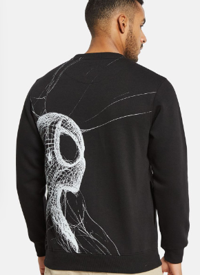 Sudadera | Cuello redondo | gris oscuro| hombre araña | spiderman | telarañas de red