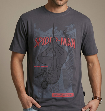 Playera | Gris  | Hombre araña | spiderman | Spider-Man Graphic Printed T-Shirt