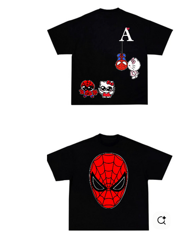 Playera | Negro | Hombre araña | spider man | Marvel | figuaras animadas