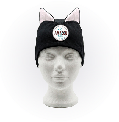 Gorro Quirurgico  | Negro | Con orejas | AMFEGU | Logo frontal