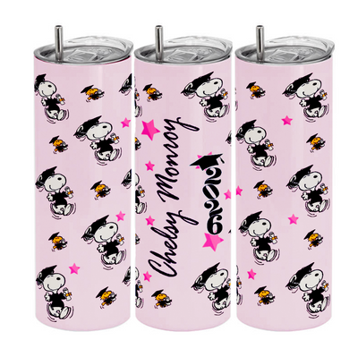 Vasos de viaje tipo termo | Snoopy | Graduando | Rosa