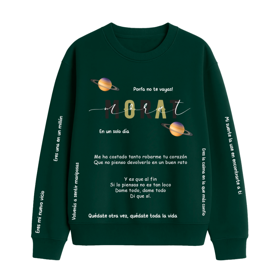 Sudadera | Cuello redondo | Verde Botella | Morat palabras dispersas