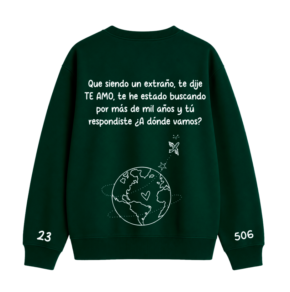 Sudadera | Cuello redondo | Verde Botella | Morat palabras dispersas