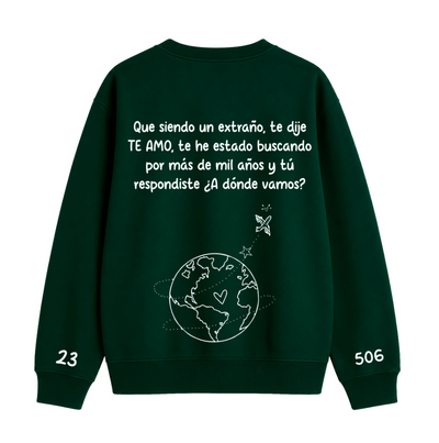 Sudadera | Cuello redondo | Verde Botella | Morat palabras dispersas