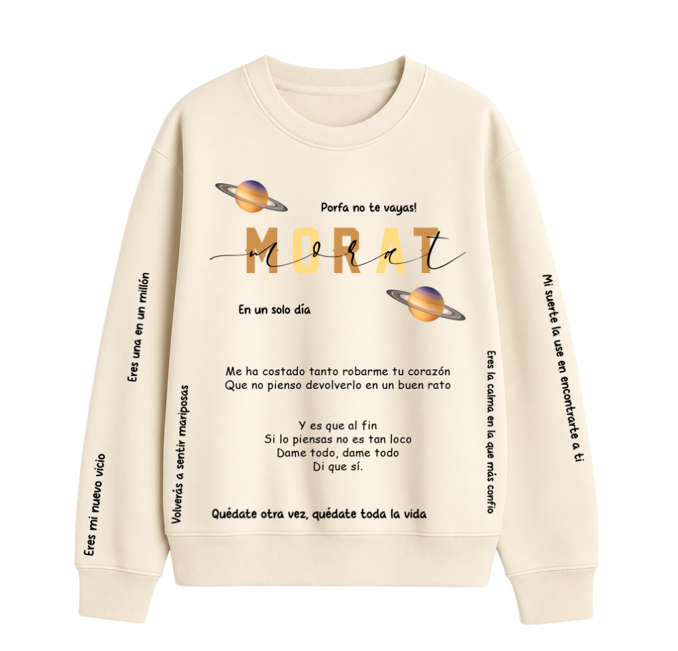 Sudadera | Cuello redondo | Color Crema| Morat palabras dispersas