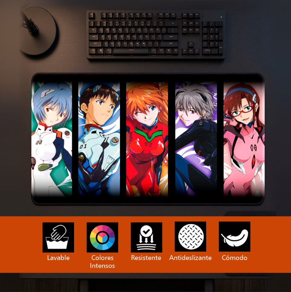 Mouse Pad Gamer | Neon Genesis Evangelion | Pilotos