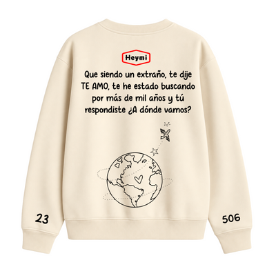 Sudadera | Cuello redondo | Color Crema | Morat palabras dispersas