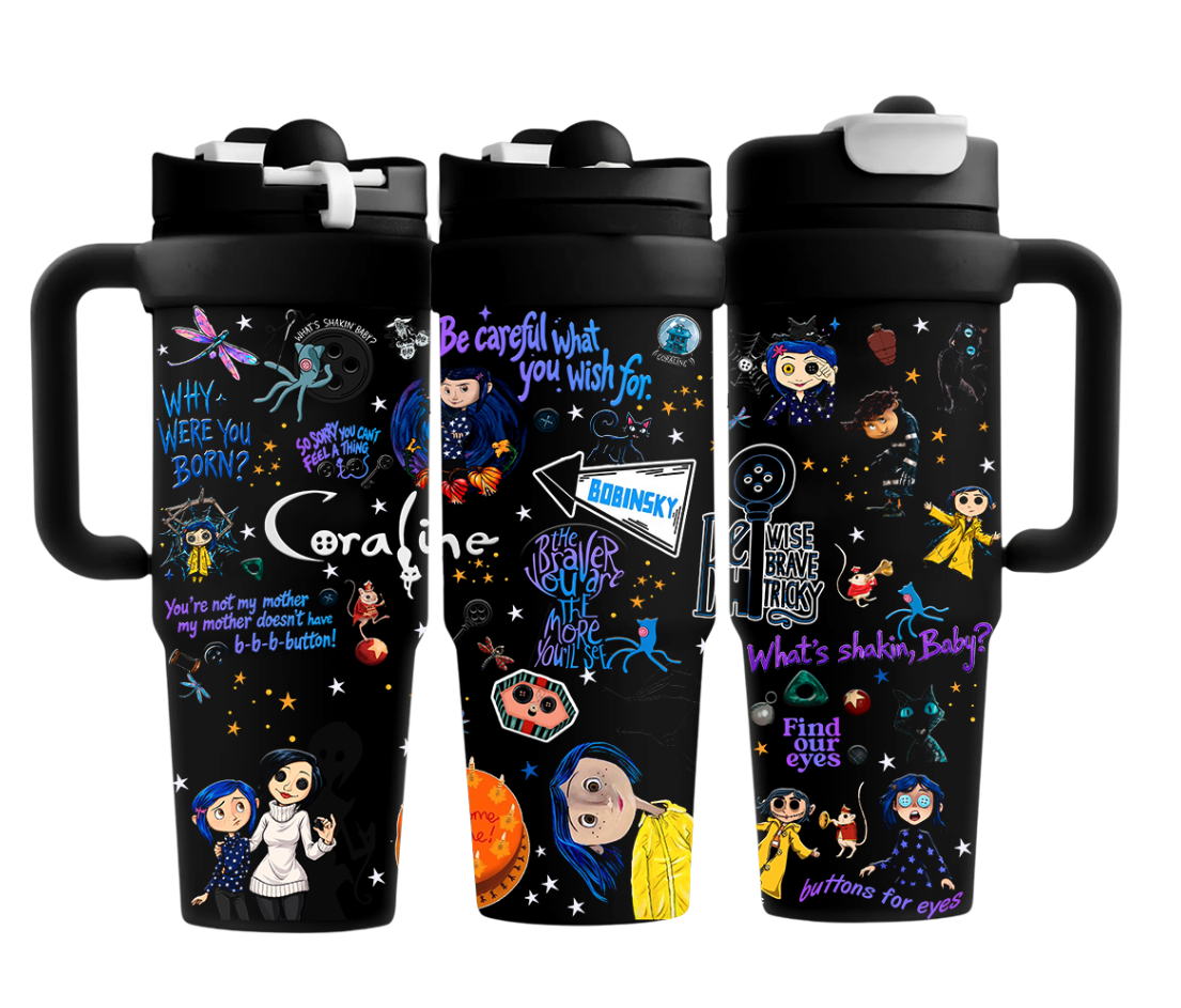 Vasos Térmico 900ml | Negro | Coraline y la puerta secreta