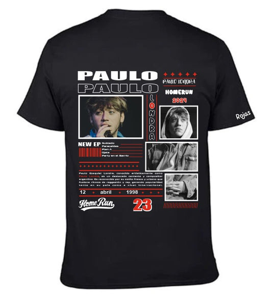 Playera Personalizada | Paulo Londra |Negro | Homerun 2024 | Nublado