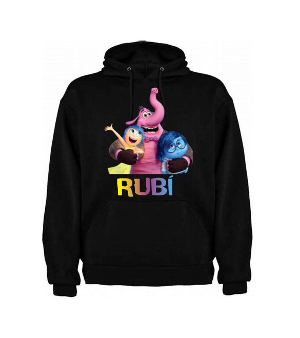 Sudadera INTENSAMENTE|  Negro| Bing Bong, Tristeza y Alegría | Rubí