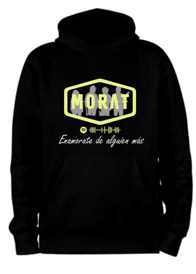 Sudadera Morat | Negro | Vector verde gris | Enamorate de alguien más | Con frase
