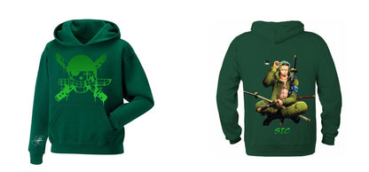 Sudadera Ánime | Verde | Zoro | Logo Zoro