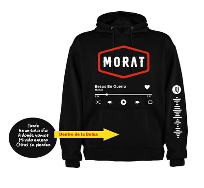 Sudadera Morat | Negro | Besos en guerra | Spotify | Mensaje oculto